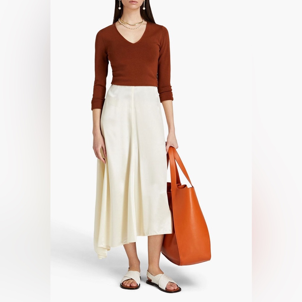 JOSEPH Cutout Ribbed Silk-Blend Top size Medium